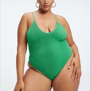 NWT GOOD AMERICAN ALWAYS FITS METALLIC ONE-PIECE | SUMMER GREEN | SIZE: L/XL